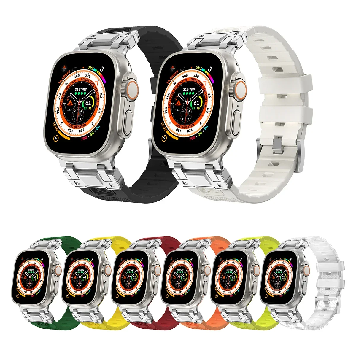 Correa deportiva de goma de lujo para Apple Watch Ultra 2, pulsera de TPU de 49mm, Series 9, 8, 7, se, 6, 5, 4, 45mm, 42mm, 44mm