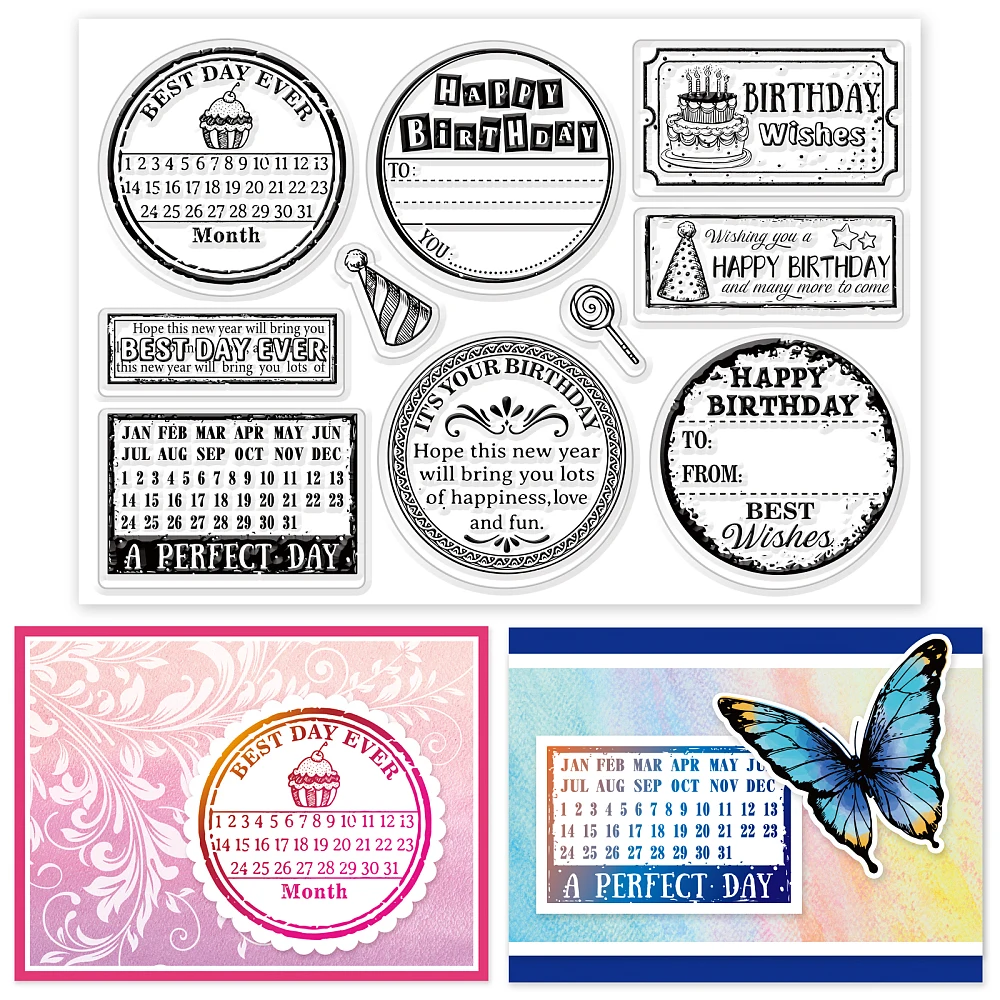 

Custom PVC Plastic Clear Stamps for DIY Scrapbooking Photo Album Decorative Cards Making Birthday Themed Pattern 160x110x3mm