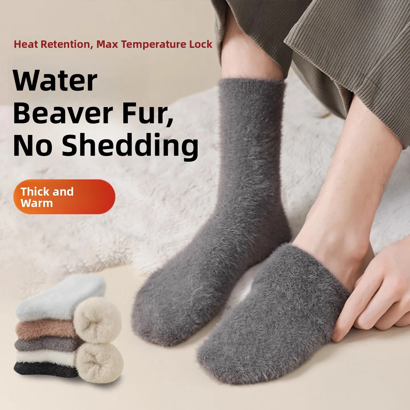 

Men's Mid-Calf Fce Lined Coral Velvet Sos Thi Warm Winter Home Sp Floor Long Sos Luxury Rabbit Fur Casual Sos