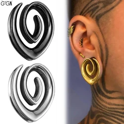 Giga 2Pcs Punk Spiral Saddle Ear Tunnels Plugs Gauges Stretcher For Earlobe Stainless Steel Expander Piercing Body Jewelry Gift