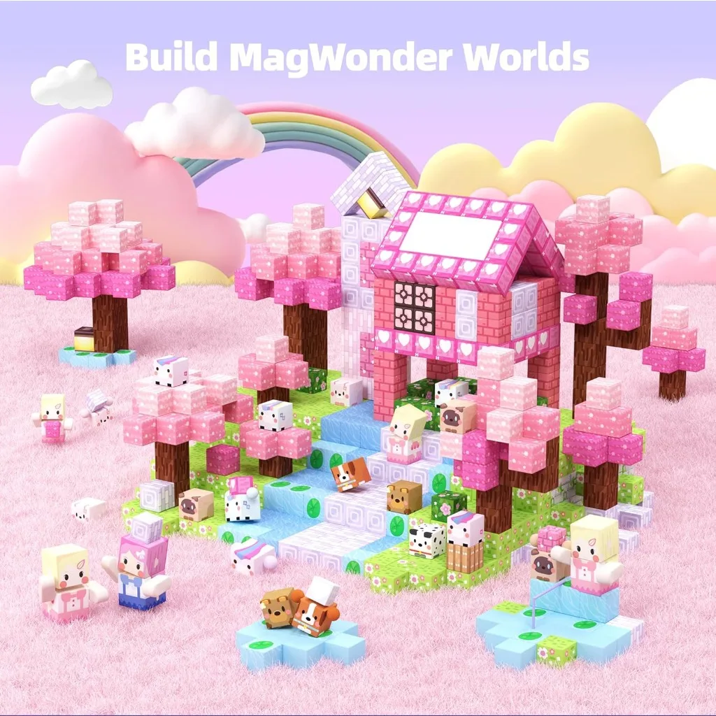 Magnetic Building Blocks Toy Mine World Magnet Princess Castle Blossom Cave Plant Zombies Cube Set Brick Cube Toys Boy Girl Gift