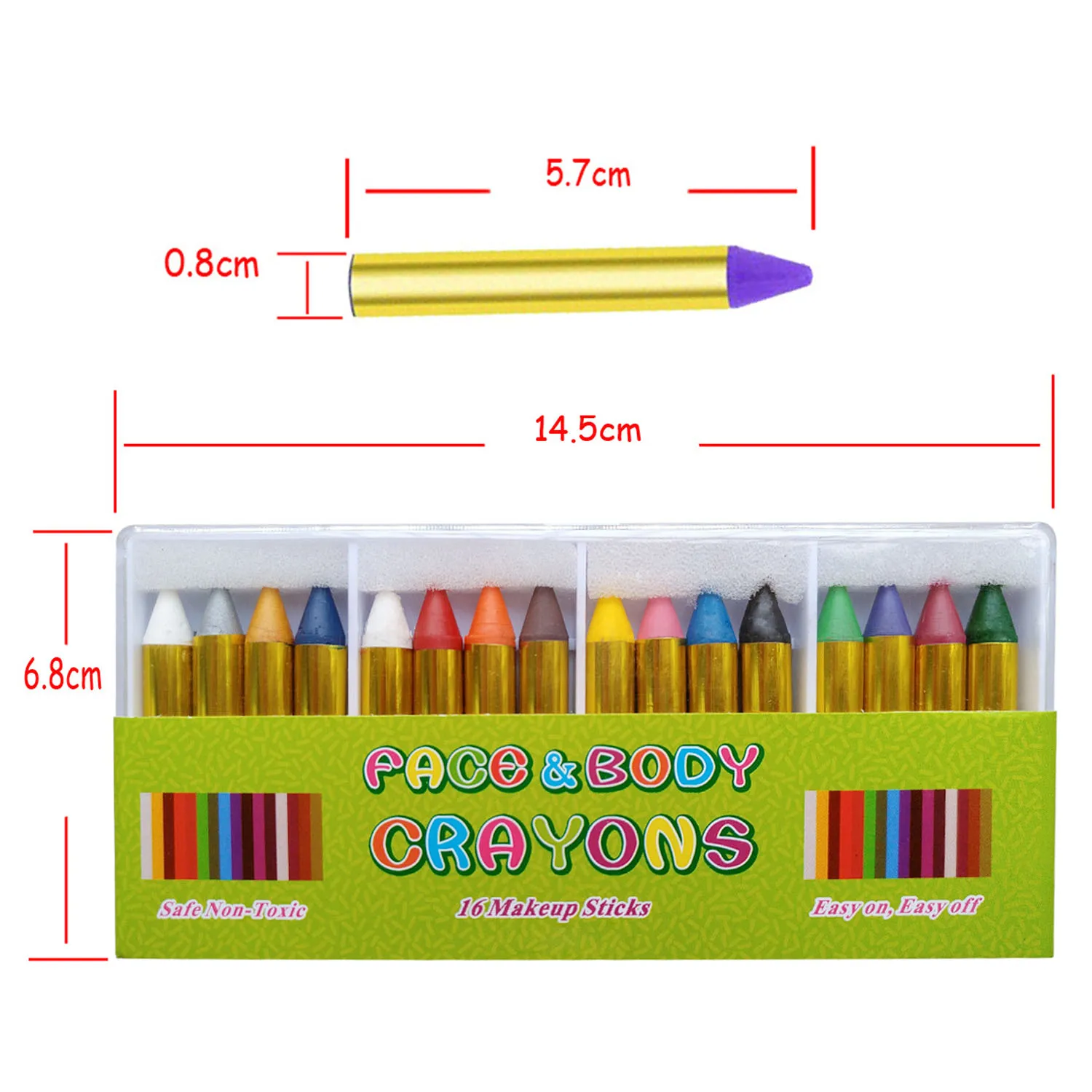 16 Colors Safe Non-toxic Face Body Painting Crayon Sticks Kit for Kids Child Toddlers Adult Football Carnival