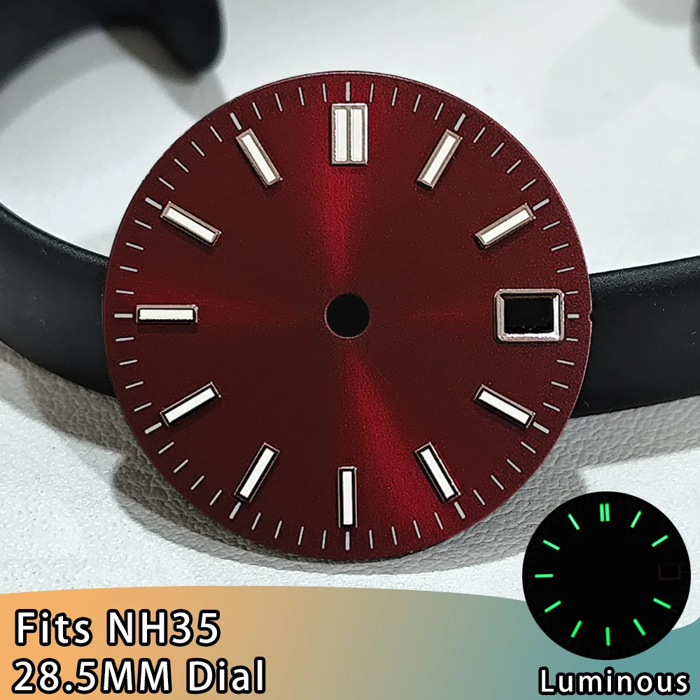 

NH35 Watch Dial High Quality 28.5mm NH35 Dial For NH35 Movement Men's Watch Accessories Green Luminous Dial Accessories