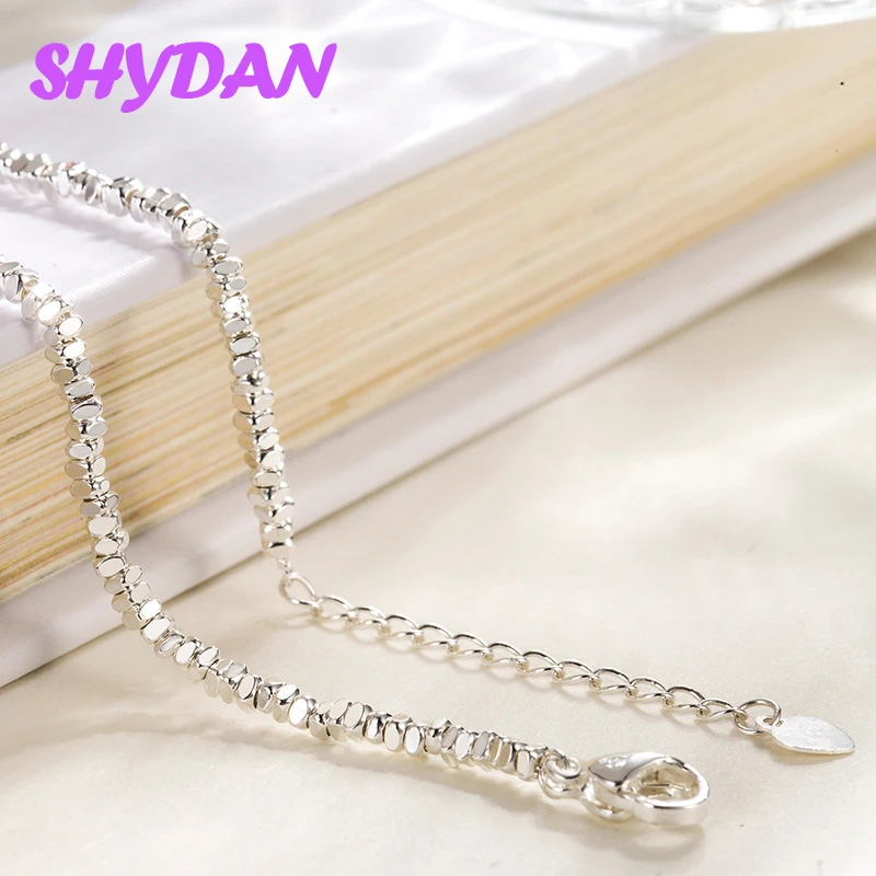 SHYDAN 925 Sterling Silver Simple Anklet Chains For Women Girls Fashion Jewelry