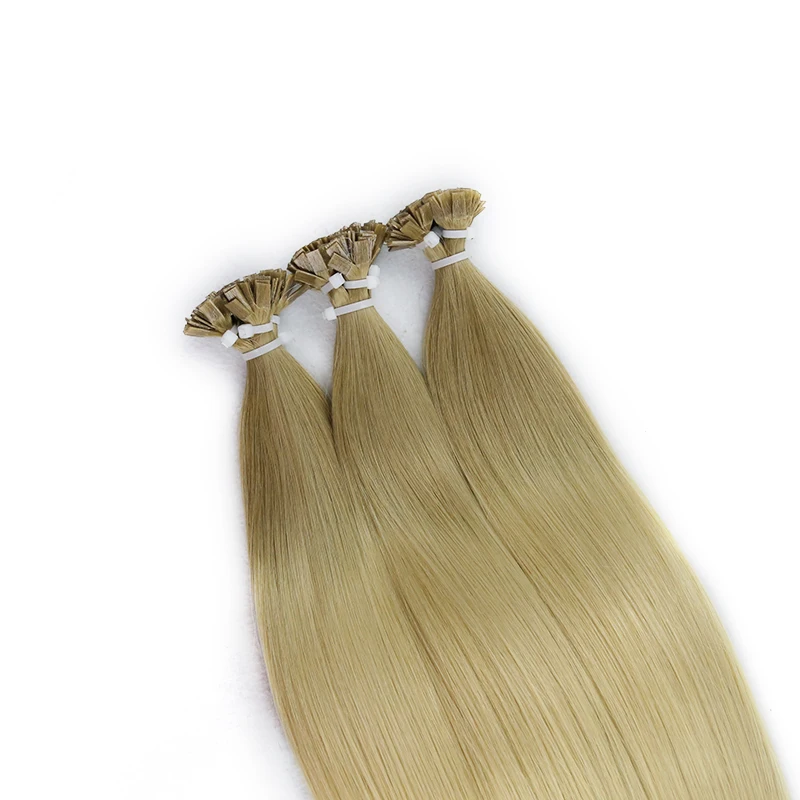 Flat Tip Hair Extensions Straight Human Hair 1.2cm Keratin Natural Hair Extension Nail Bond Capsule Remy Hair 1g/Strand 26inch