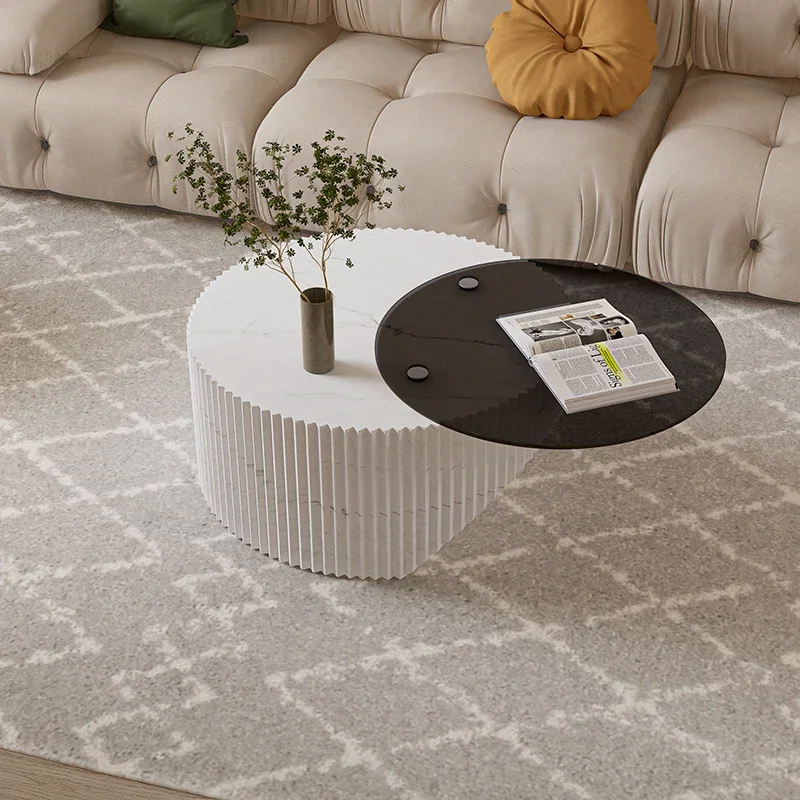 

Coffee table round light luxury modern creative high and low Italian minimalist art display table
