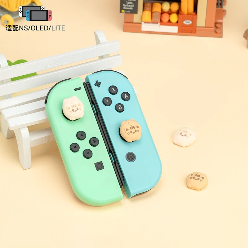4Pcs ใหม่ Kawaii สัตว์ Thumb Stick Grip Cap สำหรับสวิทช์ Oled NS Lite Joy-Con คอนโทรลเลอร์ Thumbstick กรณี