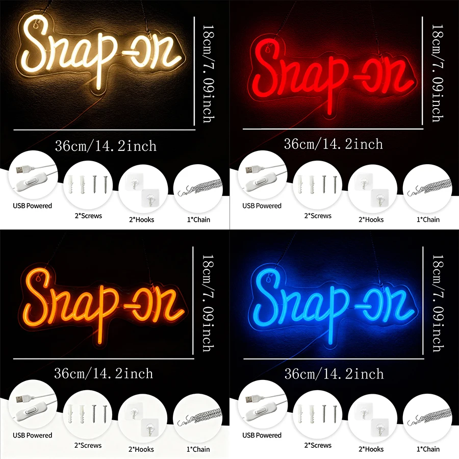 Snap On Led Neon Sign, Garage Shop Business Wall Lamp, Usb Powered, Garage, Workshop, Bar, Man Cave Decor, Christmas Gifts.