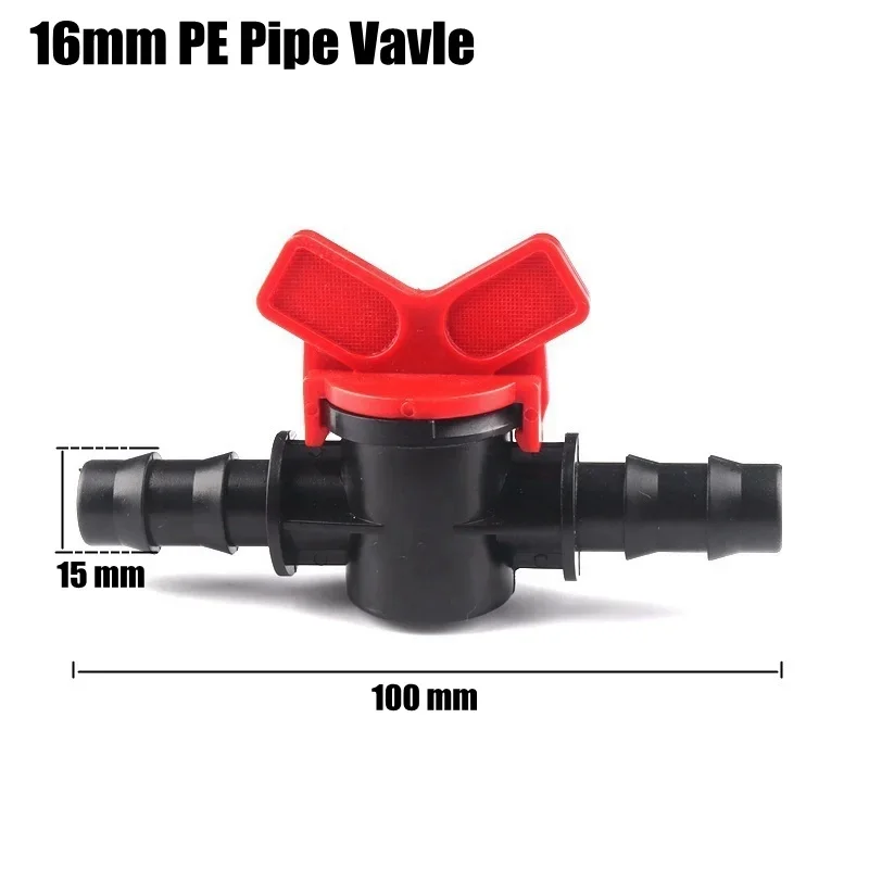 20pcs 16mm PE Pipe Ball Valve Micro Irrigation Hose Socket Type Garden Water Connector Drip Irrigation System Control Valve