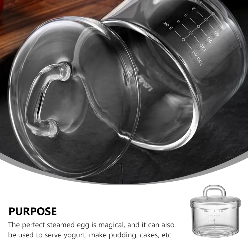 

1Pcs Glass Steaming Egg Bowl with Lid Dishwasher Safe for Family Restaurant Use Yogurt Pudding Dessert Complementary Food