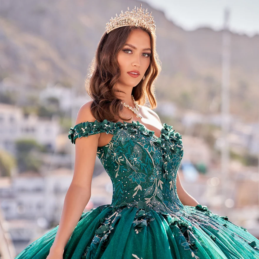 Lorstud2023-Robes de Quinceanera Vertes avec Appliques, Robe de Bal en Dentelle, Quelle que soit la Robe Éducative, 15 Quinceanera Off Initiated Sweet 16, YQD17