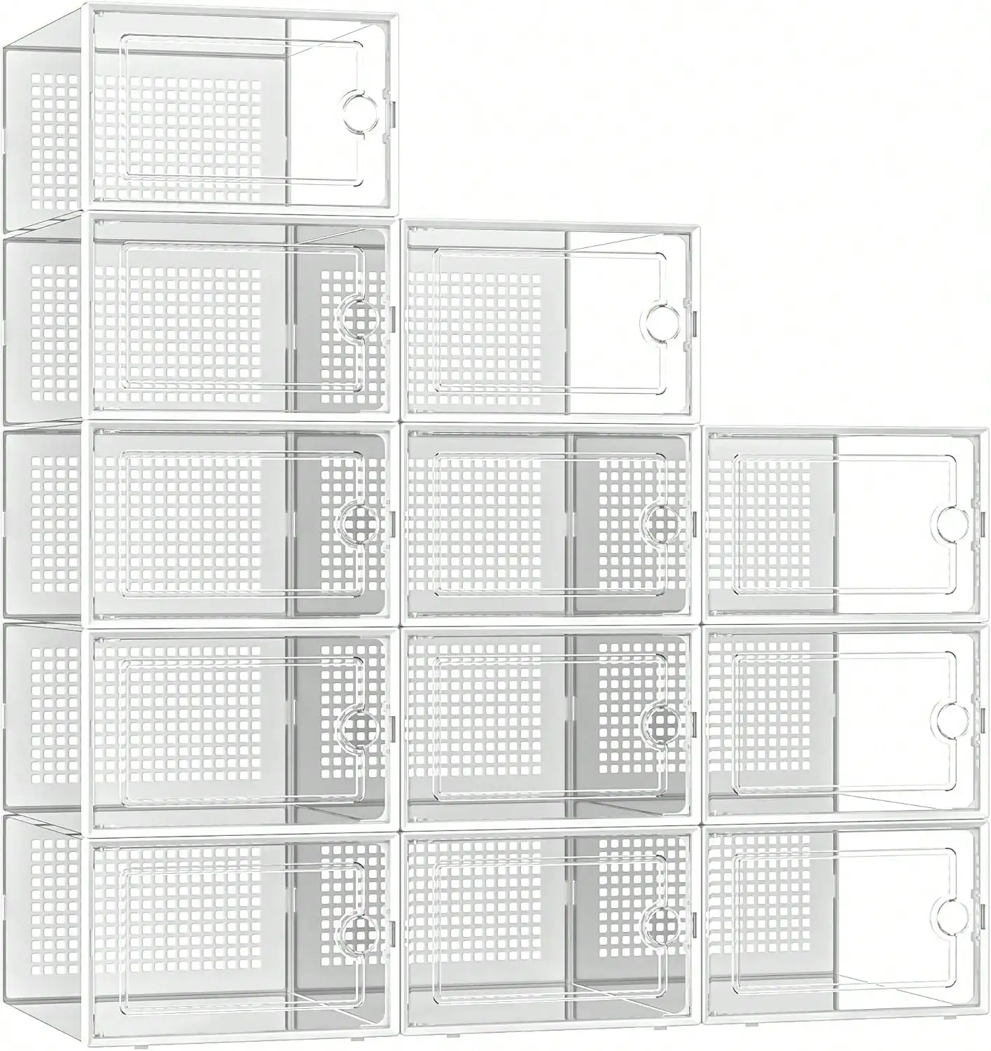 12 24 Pack Clear Shoe Storage Boxes Modern Thick Plastic Stackable Shoe Organizers Bins Drop Front Sneaker Case Container With Lids For Closet Entryway Dormitory Home Space Saving Storage Organization Housewarming Gift