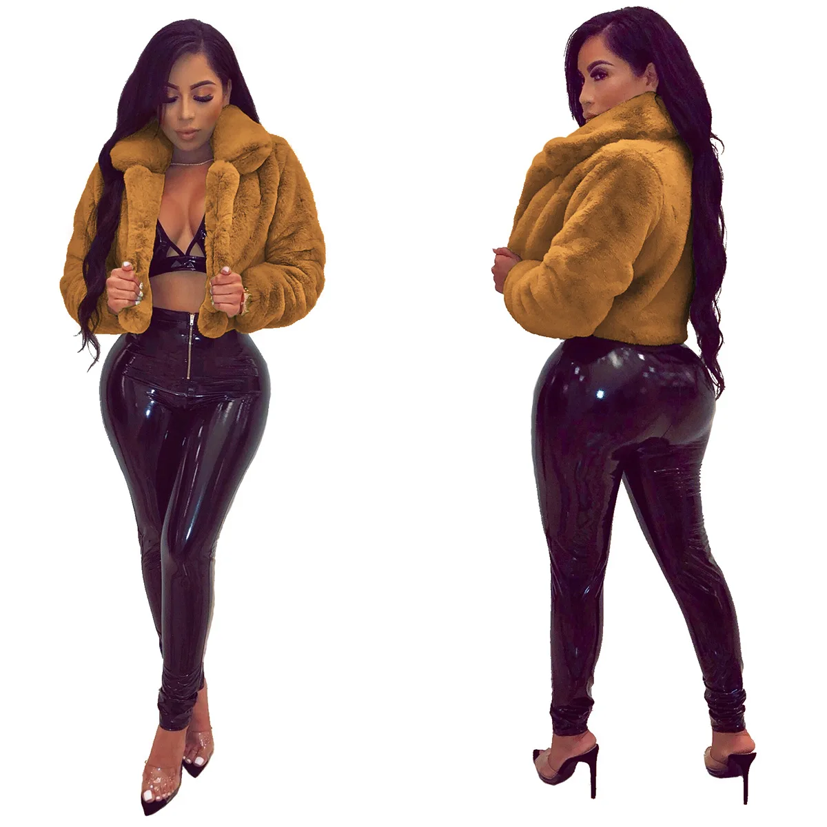 سترة فضفاضة من الفرو الصناعي معطف Jaet معطف نسائي للتنقل مع كيت طويل Sve سحاب لون نقي