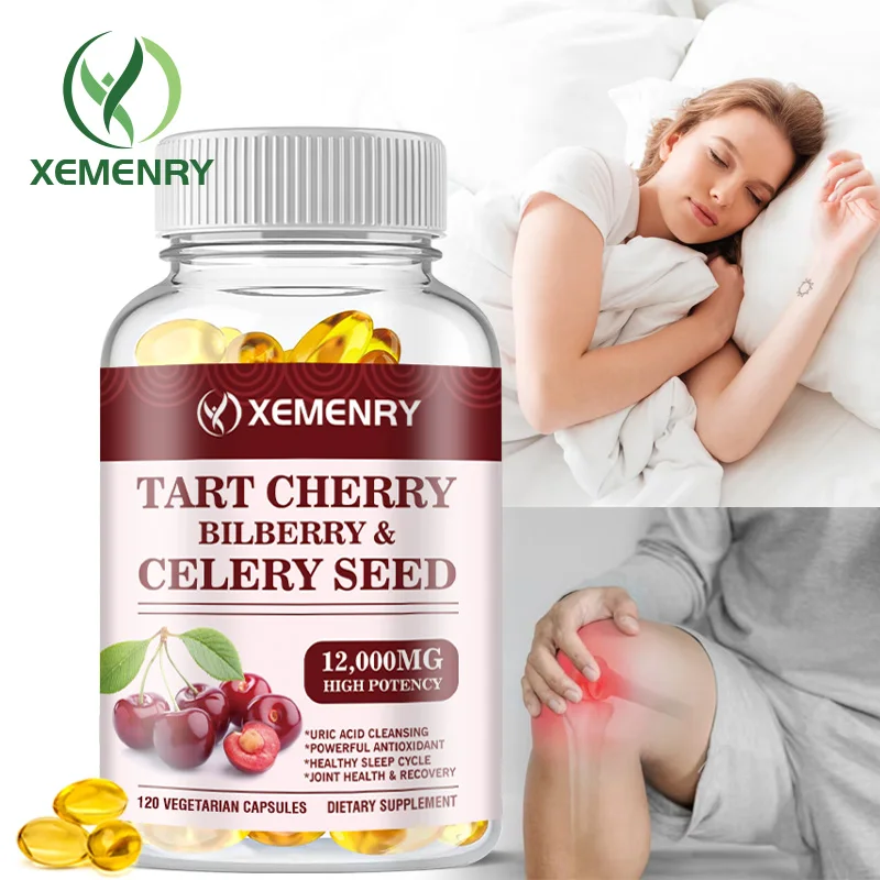 Organic Tart Cherry & Celery Seed - Uric Acid Cleansing, Antioxidant, Promotes Muscle Health ＆ Recovery, Improves Sleep Quality