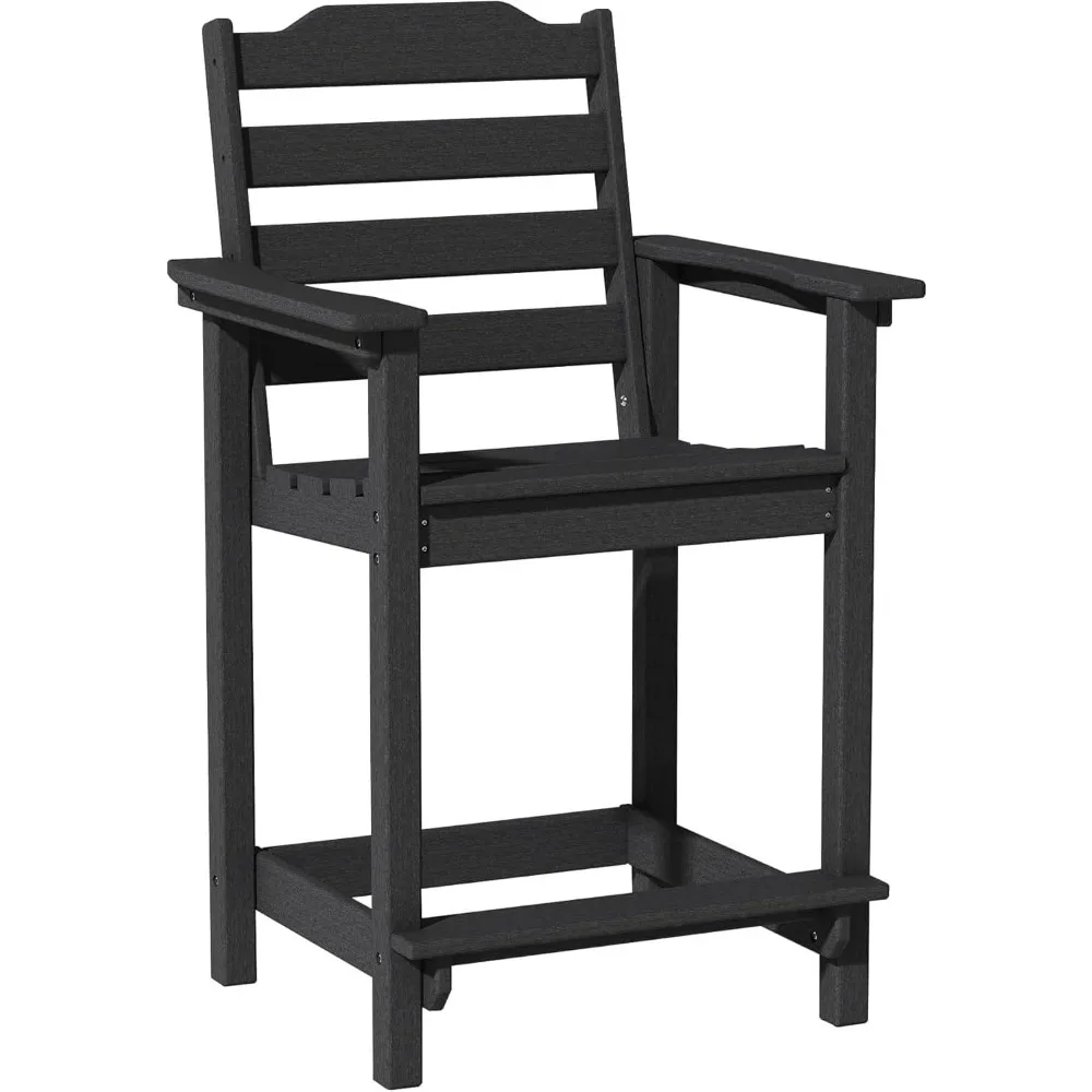 كرسي خارجي بارتفاع عداد HDPE مقاس 24 بوصة من OTSUN، مقاعد بار Adirondack مقاومة لجميع الأحوال الجوية للشرفة والمطبخ والشرفة (1 قطعة، Bl #1