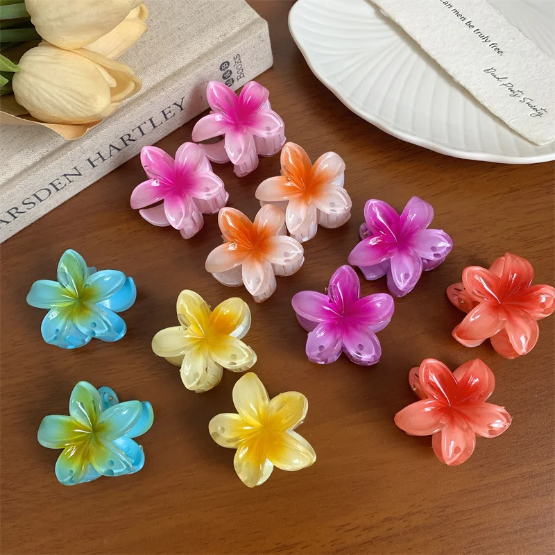 Fascino gradiente fiore acrilico artigli per capelli Clip per le donne ragazze dolci forcine estate spiaggia copricapo hawaiano accessori per capelli