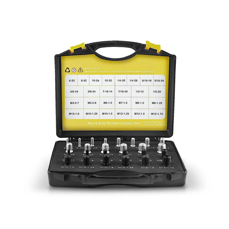 26Pcs Nut and Bolt Thread Checker- Thread Gauge Suitable for Detecting Fixed Bolts or Threaded Holes in Enclosed Areas