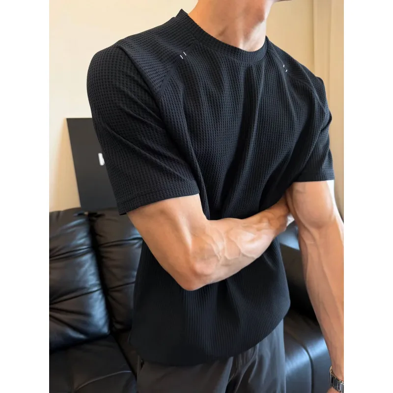 2026 Summer New Style Men's Outdoor Sports Fitness Long-Sleeved Running Training Short-Sleeved T-Shirt Quick-Dry Shirt