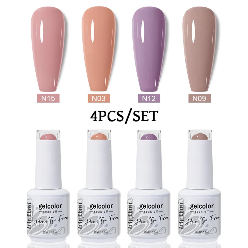 Arte Clavo 15ml Nail Gel Polish 4pcs/Set Semi Permanant UV Gel HEMA TPO FREE Soak Off Gel Nail Polishes Lakiery Hybrydowe Vernis