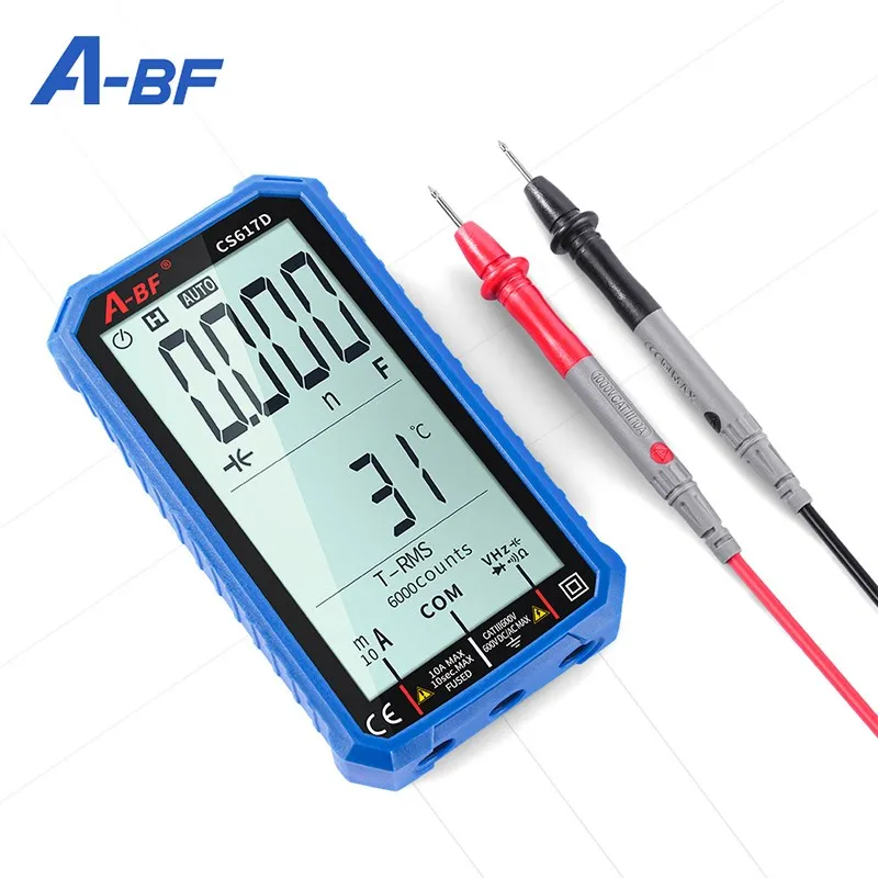 A-BF Professionelle Digitale Multimeter Test Führt Auto Range Großen Bildschirm AC/DC Spannung Strom True RMS Meter Widerstand Frequenz