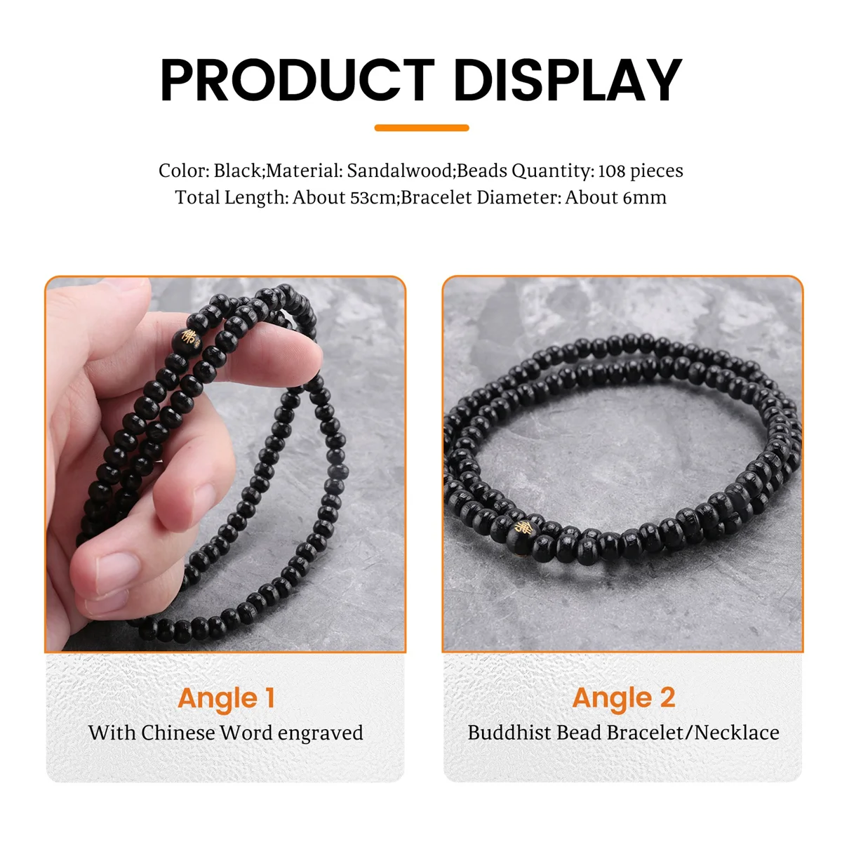 FZFZ Colar budista de sândalo contas de oração pulseira Buda Tibet