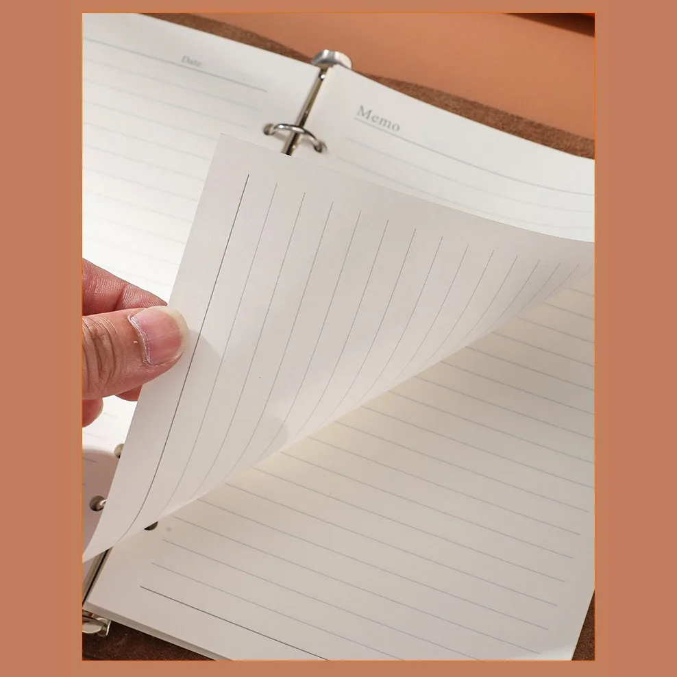 Retro Echt Leder A6 Notebook Modevol Zakelijk Werkkantoor Lose blad Notebook Navulbare Lose blad vergadering notebook