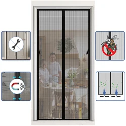 Rideau de porte magnétique en fibre de verre, filet de protection contre les insectes volants, résistant aux rayures