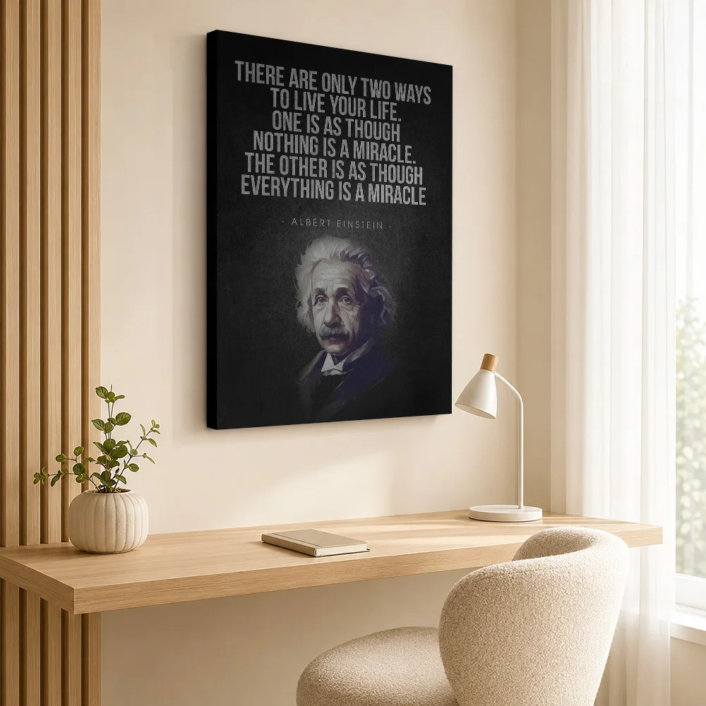 Albert Einstein quote about life Framed Canvas Print Poster Customized Photo Motivational Typography Wall Art for Office Decor