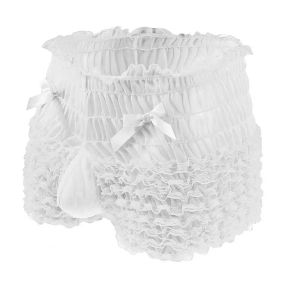 Men's High Waist Lace Panties with Bowknot