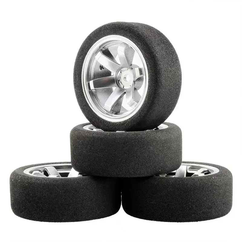 

1/10 Scale Sponge Tires and Wheel Rims with 3mm Offset and 12mm Hex fit RC HSP HPI On-Road Racing Car Model Toys Accessory