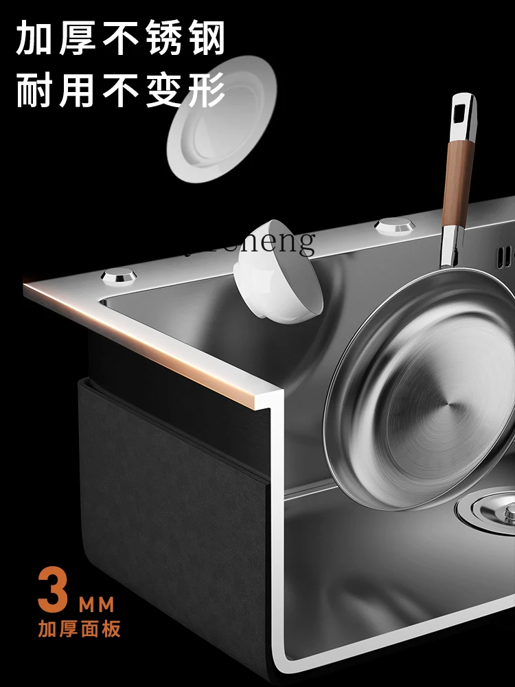 XC Nano Sink Large Double Slot 3 Manual Thickened Kitchen Drop-in Sink Washing Basin Sink Sink