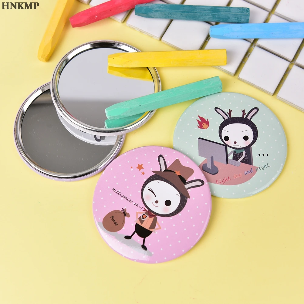 DSBathroom-Petit miroir portable anti-chute pour filles mignonnes, miroir de poche de maquillage, outils de beauté, mode de dessin animé, U244