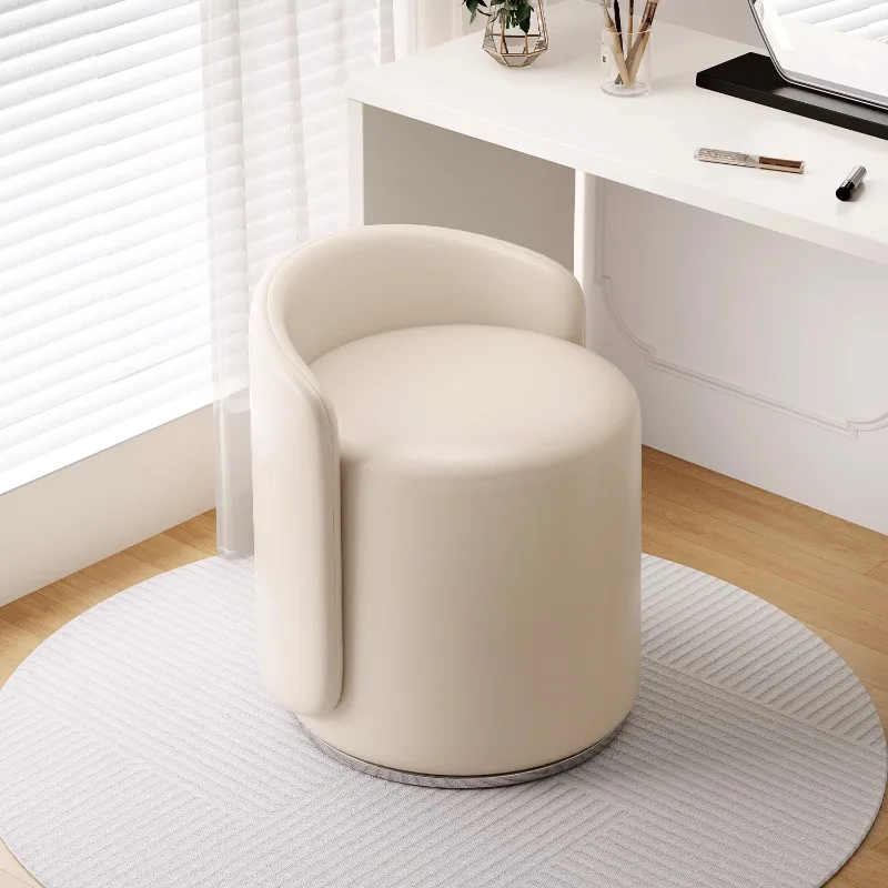 

Makeup stool light luxury high sense home stool backrest girls bedroom dresser chair round stool rotating manicure chair