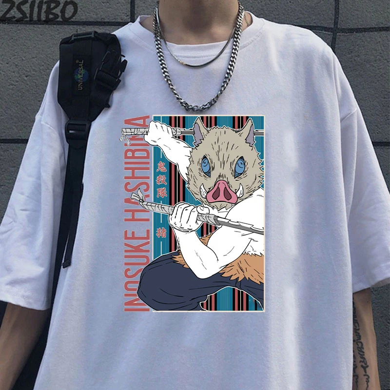 New Anime Hashibira Inosuke Print T Shirt Unisex Casual Short Sleeve T-shirt Women Fashion Anime Graphic Tops Tees