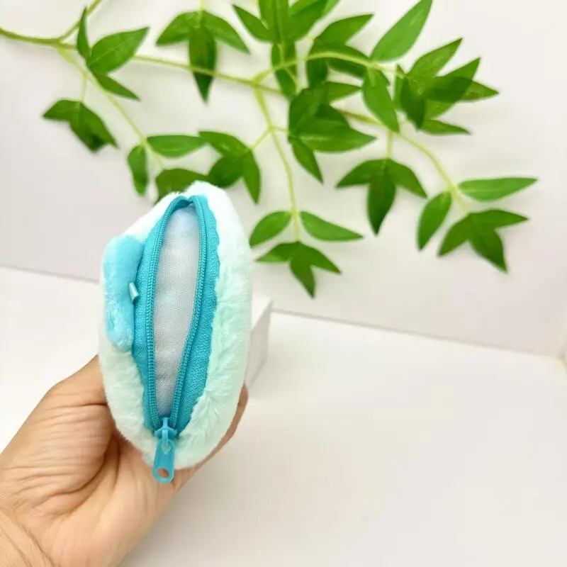 Sanrio Hangyodon-monedero de peluche suave de 9Cm, llavero, bolsa para tarjetas, mochila con cremallera de doble capa, decoración, regalo de Navidad para Amiga