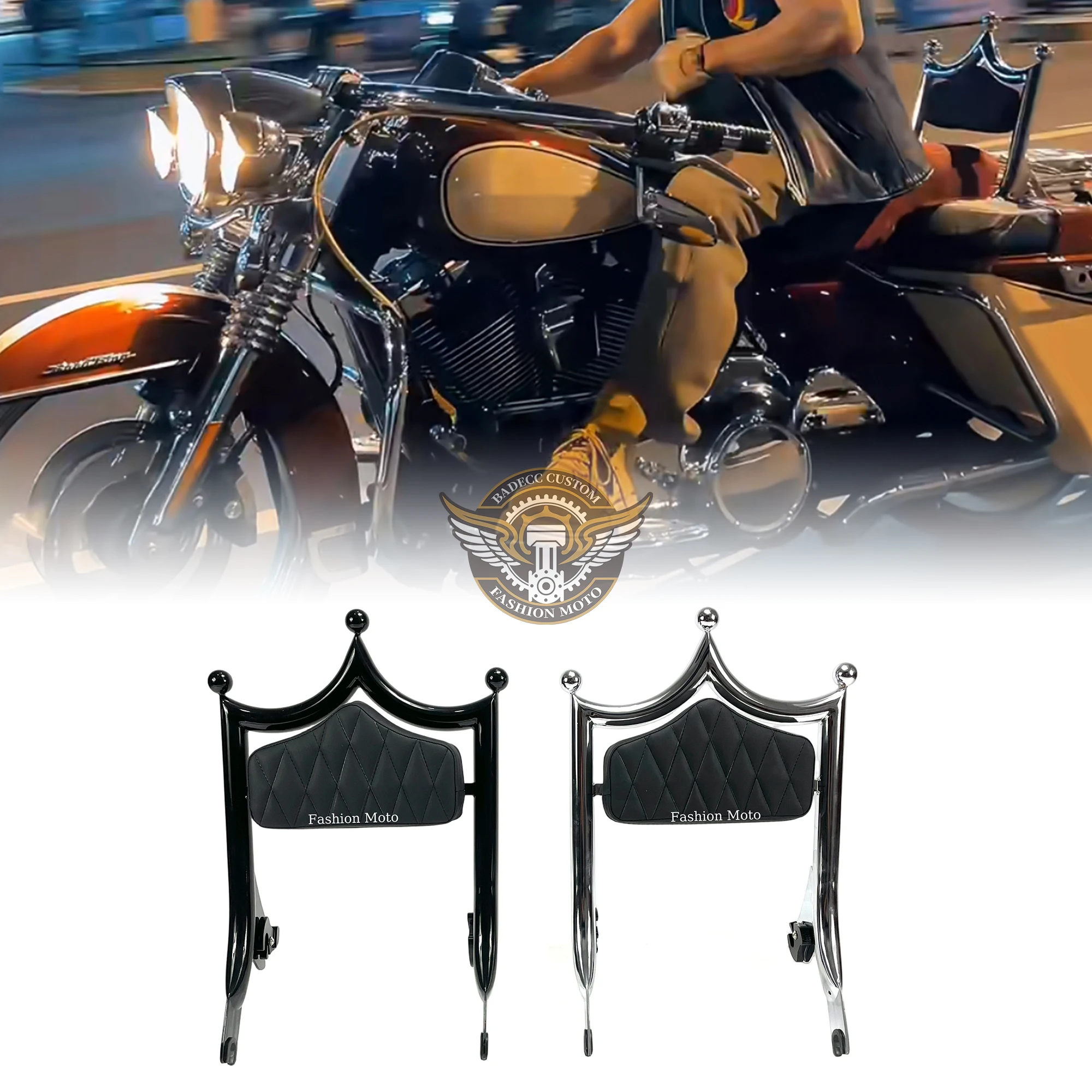 

Motorcycle Custom Detachable Passenger Backrest Sissy Bar For Harley Touring CVO FLHR Road Street Electra Glide 117 121 2014-up