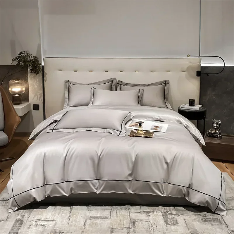 

White Egyptian Cotton Bedding Sets Queen King Size Embroidery Duvet Cover Flat/Fitted Sheet Bed Linen Hotel Style Home Textiles