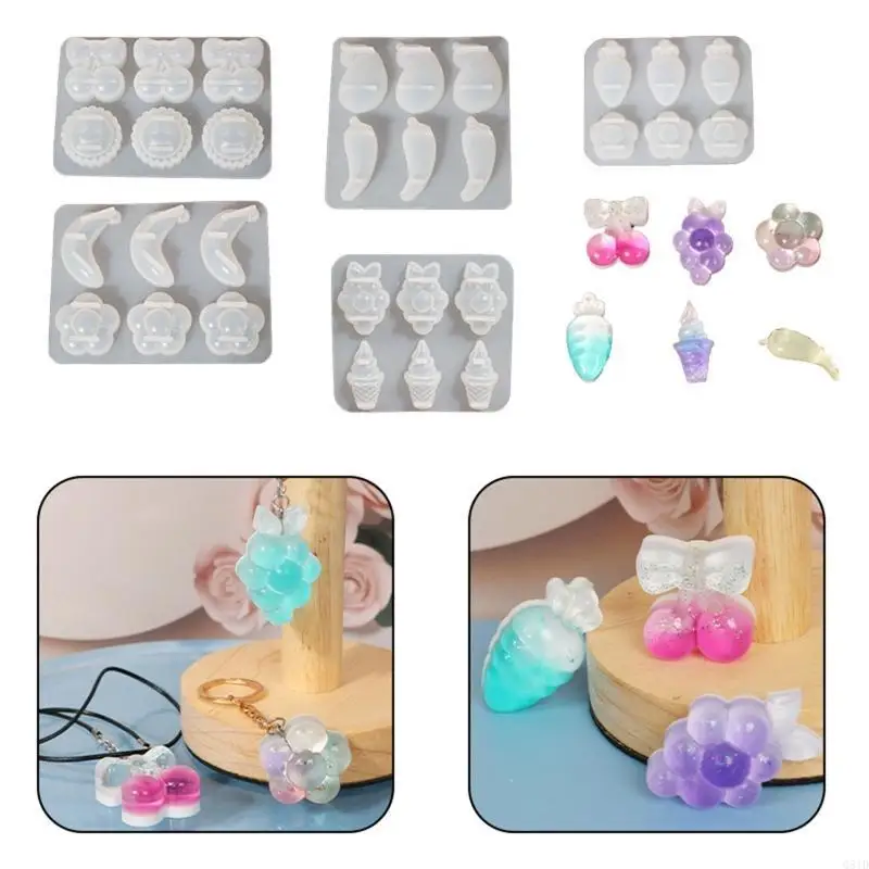 DIY لامعة لامعة مختلفة الفاكهة المفاتيح العفن سحر العفن الراتنج الايبوكسي المجوهرات