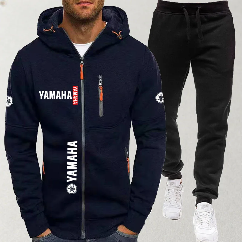 

Yamaha Men's Hooded Sweatshirt With Zipper And Multiple Pockets, Men's Casual Outdoor Sport Running And Climbing Two-Piece Set
