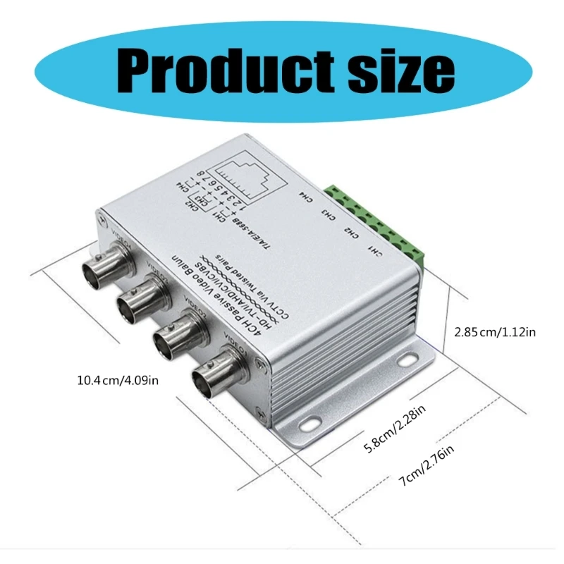 CVI AHD 카메라용 패시브 4 채널 비디오 발룬 트위스트 쌍을 통한 CCTV UTP 비디오 발룬 4 채널 수신기 BNC to UTP