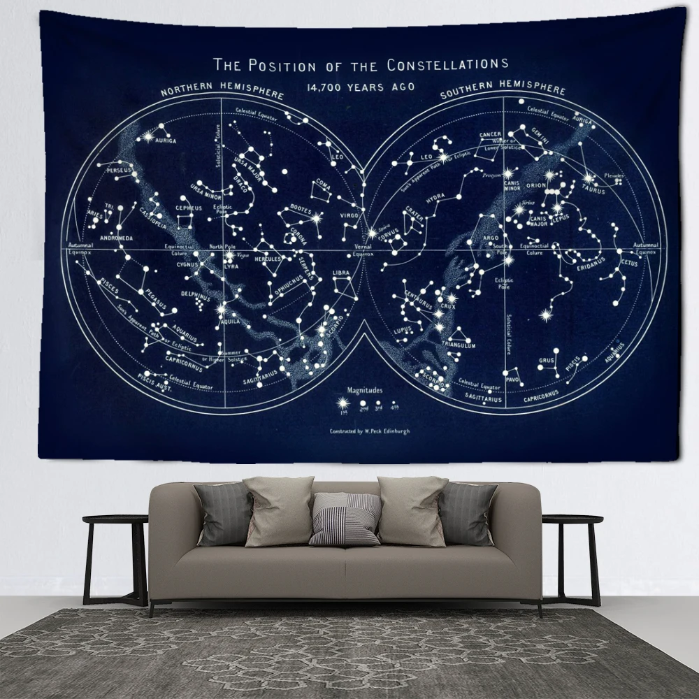 Cosmic Constellation Compass Tapestry Wall Hanging Abstract Art Psychedelic Witchcraft Dormitory Decor Background Cloth