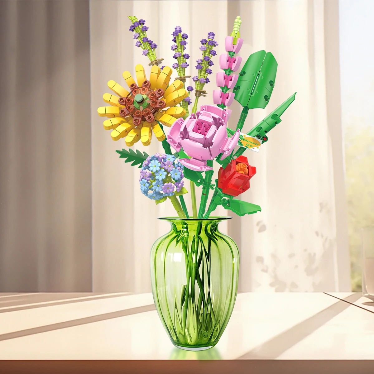 Bloc de construction classique, série de modèles d'été, Bouquet exquis, jouet d'exposition de bureau, ensemble de briques, bricolage, cadeaux de Festival pour enfants