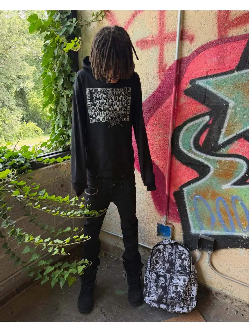 New autumn and winter retro punk metal band portrait printed hoodie, gothic Y2K street casual trend, niche unisex subculture INS