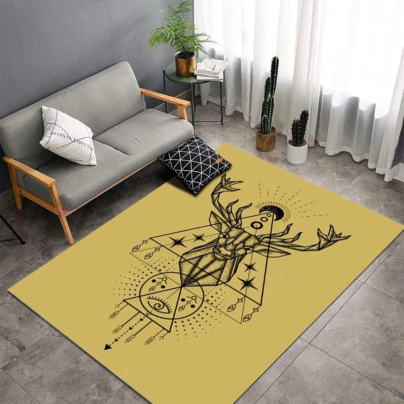 Классический олень, луна, геометрическая татуировка, дикие животные, древний календарь майя, ковер от Ho Me Lili для декора пола, коврики, коврик