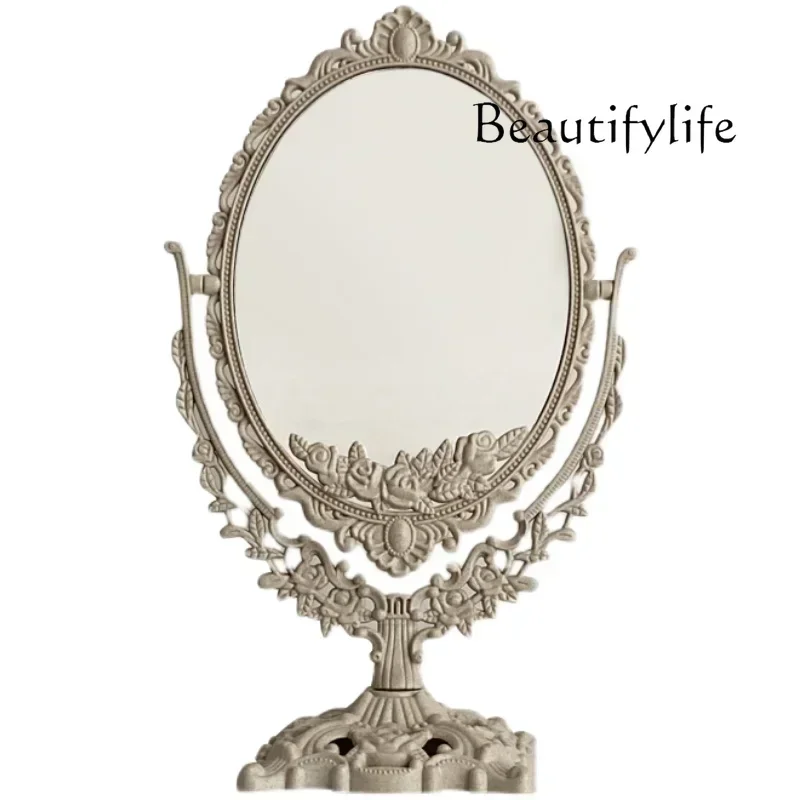 

French Retro Desktop Double-Sided Mirror Creative Dormitory Decoration Princess Mirror Photo Props