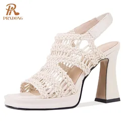 INS Women's Shoes 2024 Summer Elegant Beige Color Dress Party Wedding Female Shoes Sandals High Heels Platform Qulaity Lady 39