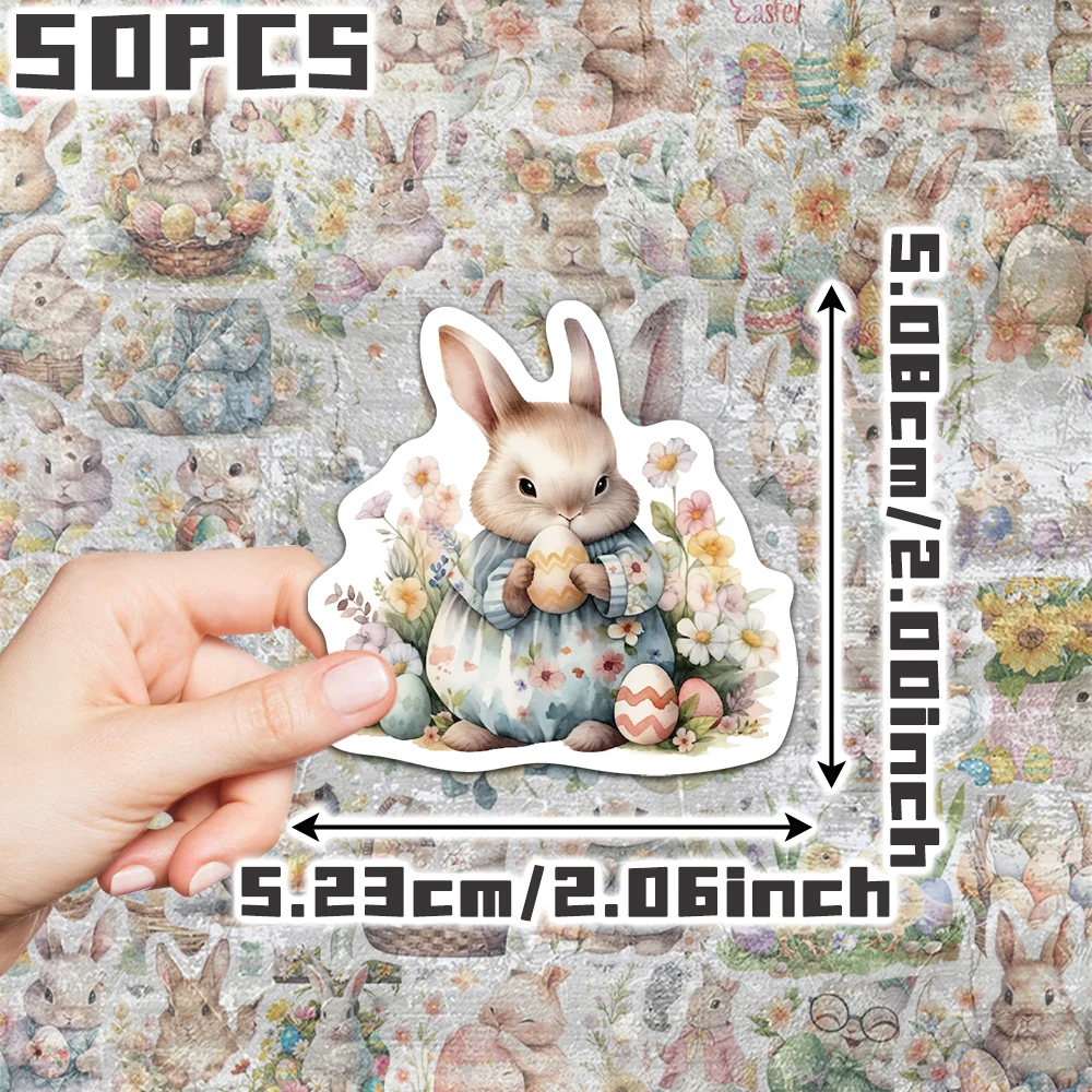 50pcs cute Easter rabbit themed stickers non-repeating delicate holiday gift party decors Back to school Class reward Birthday