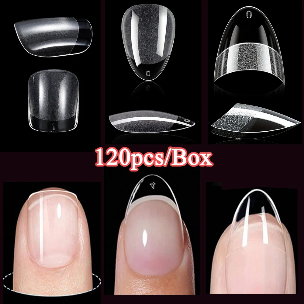 120pcs/Box Soft Gel Half-matte Fake Nails Press On Nails Short Almond Square Shape Artificial Nail Full Cover Acrylic False Tips