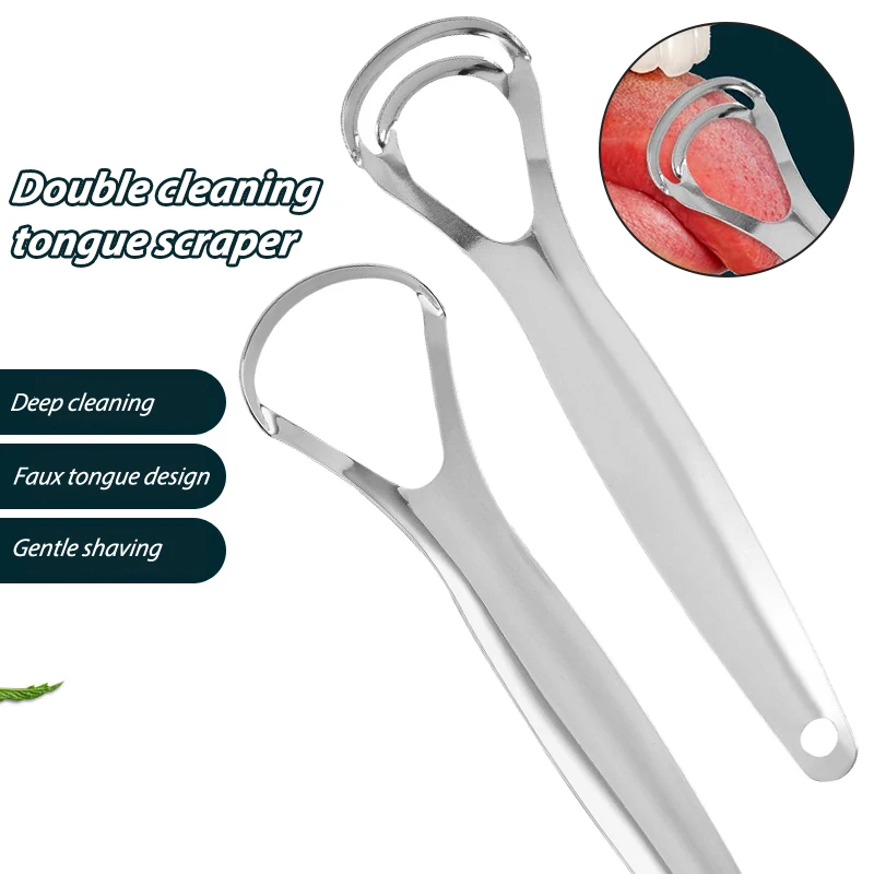 

Stainless Steel Tongue Scraper Double Layer Large Opening Tongue Coating Cleaner Tongue Coating Brush Oral Tongue Cleaner Tool