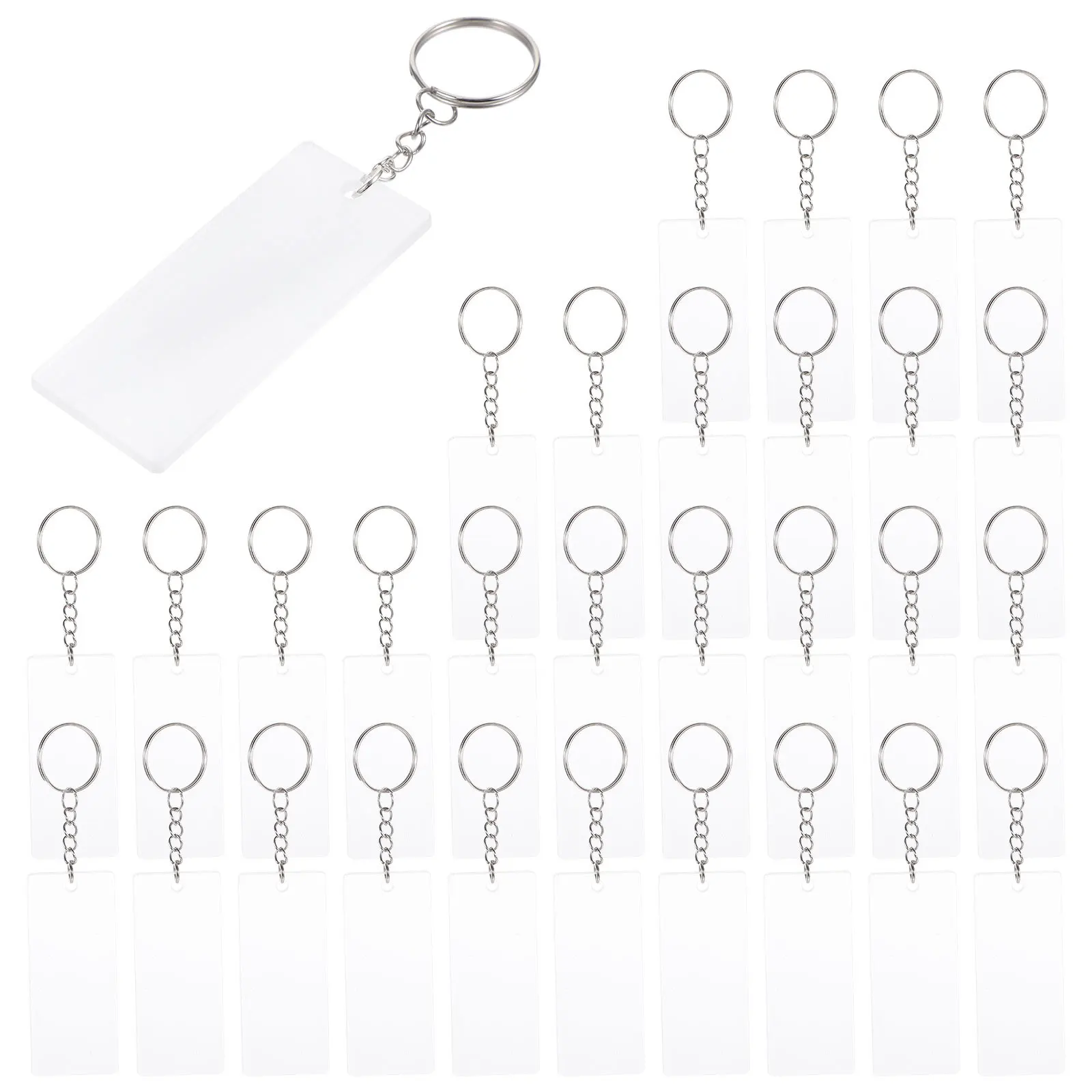 1 مجموعة من سلاسل المفاتيح الاكريليك الفراغات مكان بطاقات لتقوم بها بنفسك مفتاح عدة شفافة متعددة الوظائف قلادة ديكور علامات الهدايا الزفاف